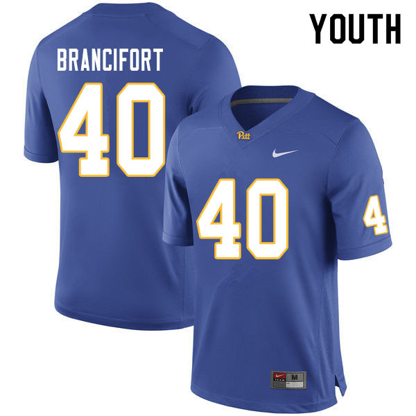 Youth #40 Grey Brancifort Pitt Panthers College Football Jerseys Sale-Royal